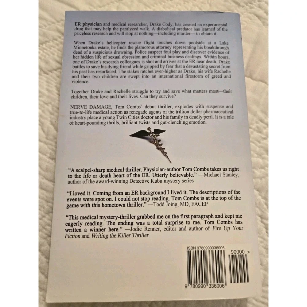 Nerve Damage Medical Thriller by Combs, Tom 2014 PB Signed Autographed EUC